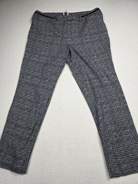 Anne Klein Womens Black & White Plaid Straight-Leg Pants Size 10